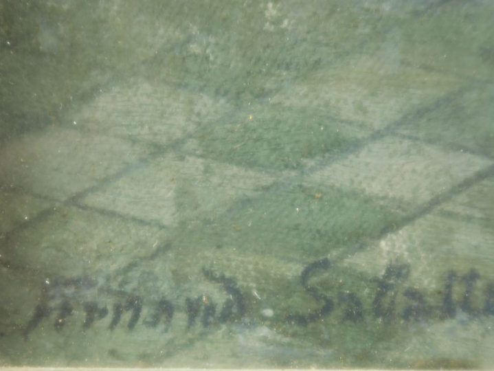 Fernand SABATTE. 'Femme à la toilette'. Huile sur toile, signée en bas