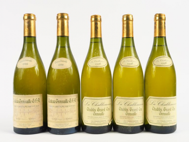 5 BOUTEILLES CHABLIS GC CHÂTEAU GRENOUILLE - 1996