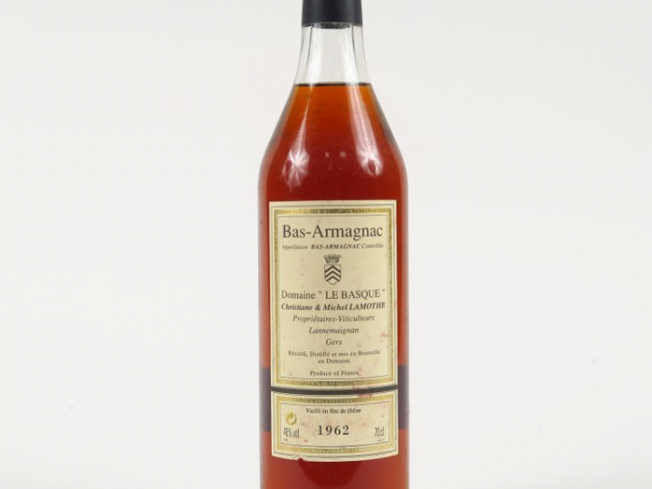 1 BOUTEILLE BAS ARMAGNAC DOMAINE LE BASQUE LAMOTHE 46° - 1962 - MISE :