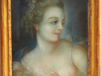 Vente aux enchères Ecole française fin XVIIIème début XIXème . "Portrait de jeune fille d