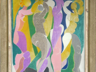 Vente aux enchères A. BEAUDIN."L'allée". Huile sur toile, signée en haut à gauche et daté