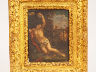 Vente aux enchères 	Ecole française ou italienne XVIIème.  « Saint Sébastien » Huile sur 
