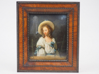 Vente aux enchères Henri-Pierre DANLOUX (attribué à) "Portrait de la comtesse de Cluzel" 
