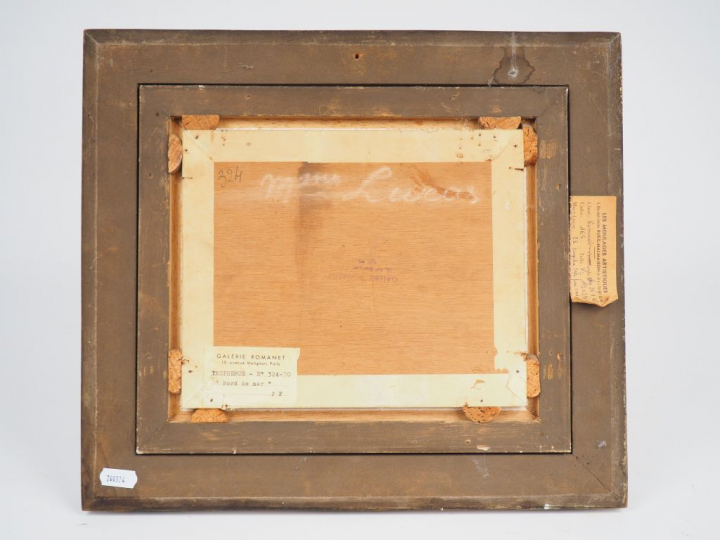 Jacques TRUPHÉMUS "Bord de mer" Huile sur panneau.  Signée en bas à ga