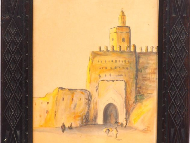 Georges VASSALLO  "Fès, Bab Guissa" Aquarelle. Signée en bas à droite.