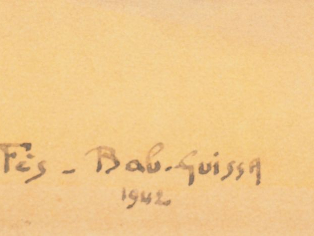 Georges VASSALLO  "Fès, Bab Guissa" Aquarelle. Signée en bas à droite.