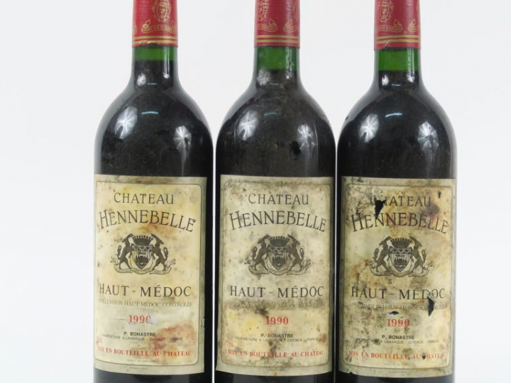 3 BOUTEILLES CHÂTEAU HENNEBELLE HAUT MEDOC - 1990 - ET