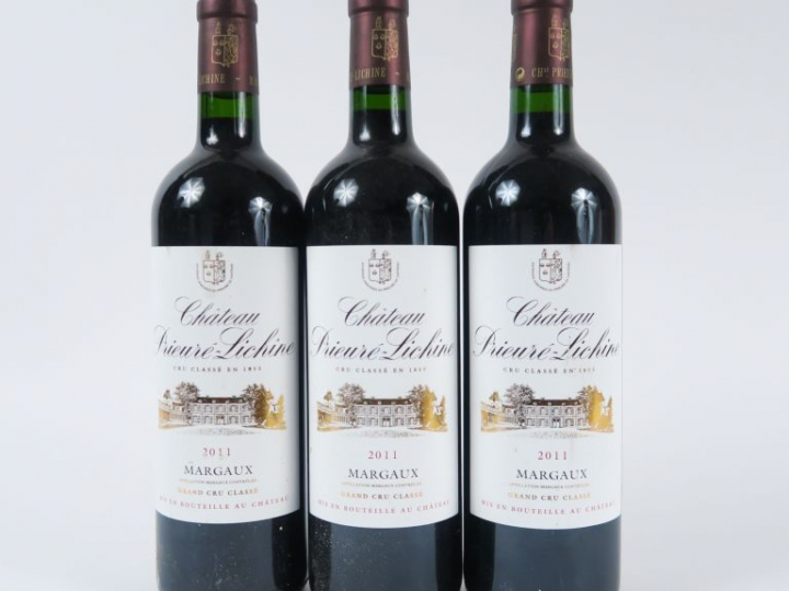 3 BOUTEILLES CHÂTEAU PRIEURE LICHINE GCC MARGAUX- 2011