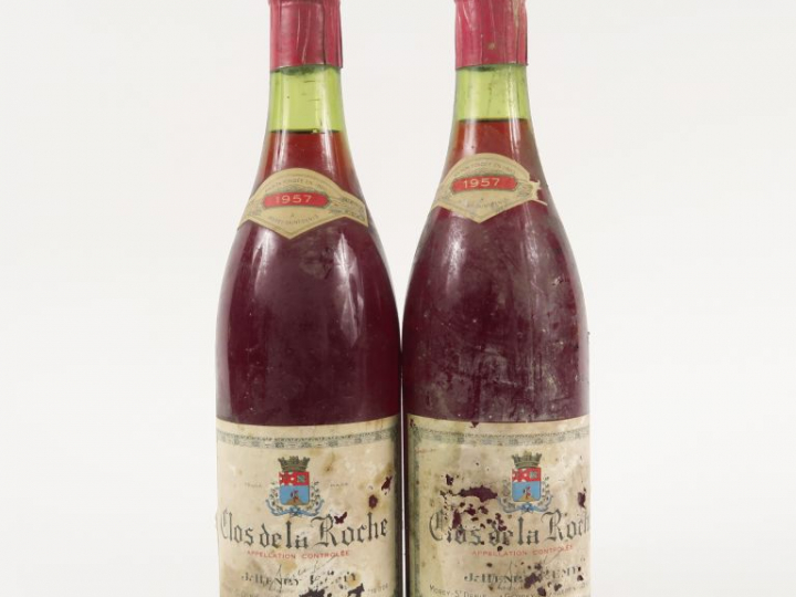 2 BOUTEILLES CLOS DE LA ROCHE J. HENRY REMY - 1957 - 2 CM/EA