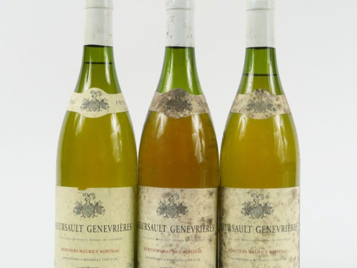3 BOUTEILLES MEURSAULT GENEVRIERES 1er CRU M. ROPITEAU - 1996 - 1 à 1,
