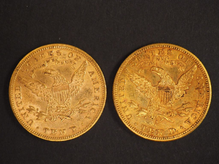 Deux pièces de 10 Dollars or, 1900 et 1906. FRAIS ACHETEURS : 5% TTC