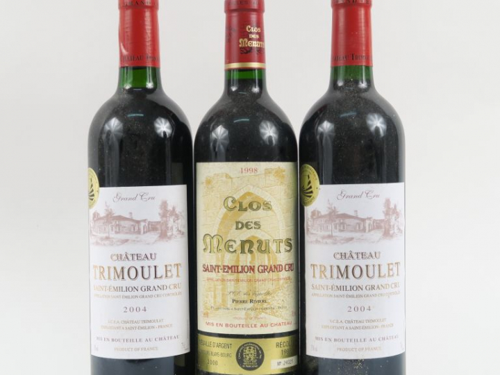 3 BOUTEILLES ST EMILION GC : 1 CLOS DE MENUTS 1998 - 2 CHÂTEAU TRIMOUL