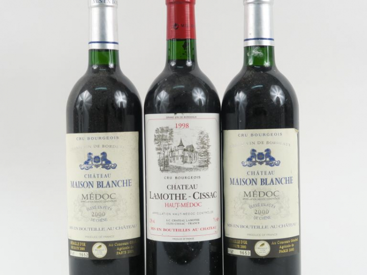 3 BOUTEILLES MEDOC : 1 CHÂTEAU LAMOTHE CISSAC 1998 - 2 CHÂTEAU MAISON 