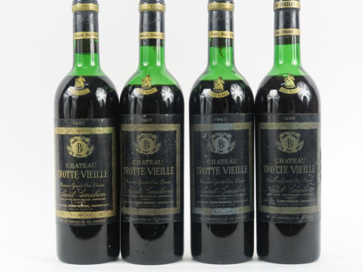 4 BOUTEILLES CHÂTEAU TROTTE VIEILLE 1er GCC ST EMILION - 3 de 1967 1 H
