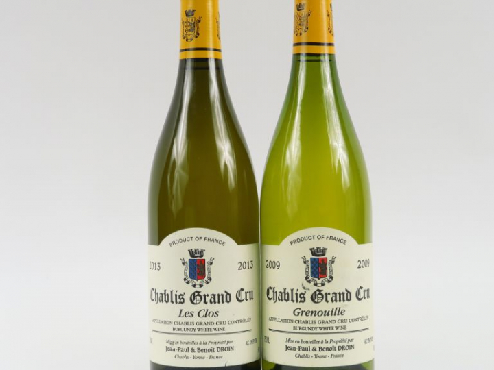 2 BOUTEILLES CHABLIS GC J.P.   B. DROIN : 1 GRENOUILLE 2009 - 1 LES CL