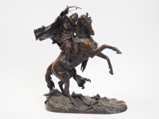 Vente aux enchères Eugène LANCERAY  "Cavalier arabe" Sculpture en bronze.  Signée.  H. 52