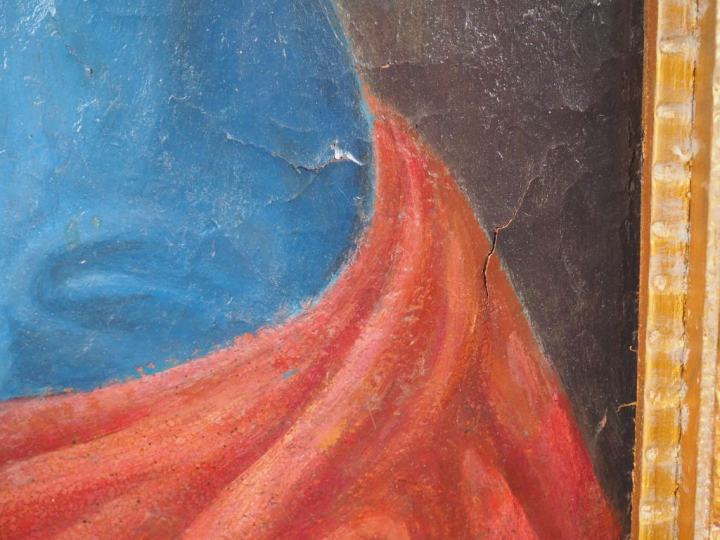 	Ecole française XVIIIème  « Jeune femme tenant des fleurs » Huile sur