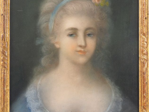 Ecole française fin XVIIIème début XIXème "portait de jeune fille".  P