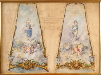 Vente aux enchères Ecole française XIXème "projet de décoration pour le plafond du théatr