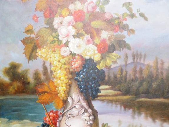 Ecole francaise dans le gout du XVIIème "grande nature morte aux fruit