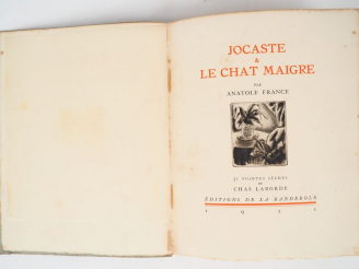 Vente aux enchères FRANCE (Anatole). Jocaste et le chat maigre. Illustré de 31 pointes sè