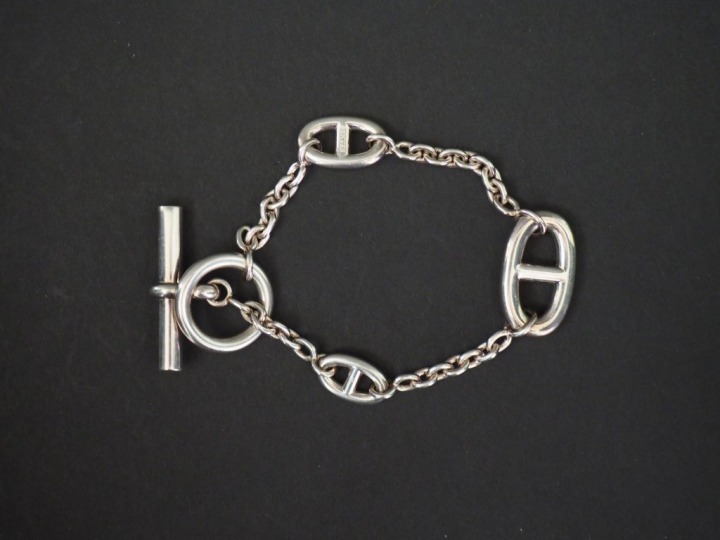 HERMES. Bracelet en argent modèle "Farandole". Signé. Poids : 26,24 g