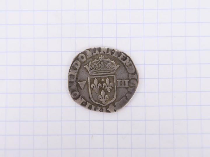 Henri IV, huitième d’écu, croix feuillue de face, 1603. TB