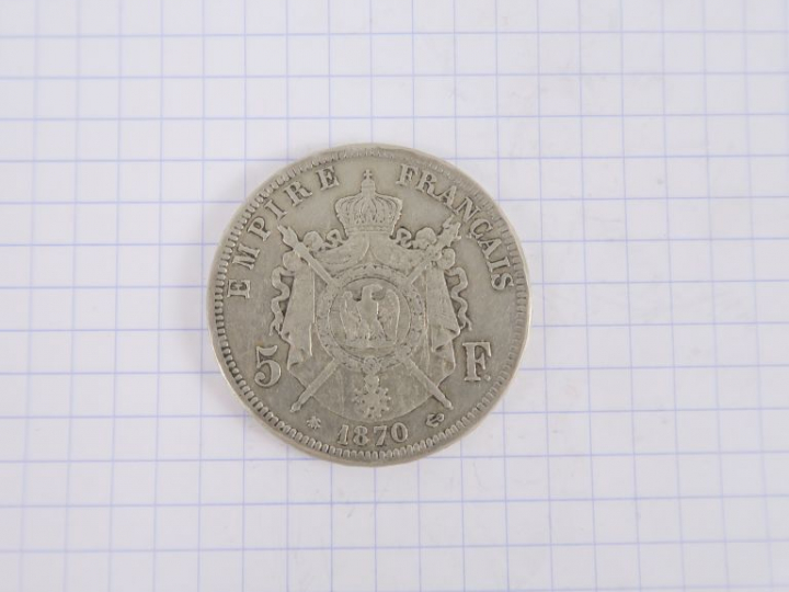  Napoléon III, 5 francs, 1870 A, Paris, TB