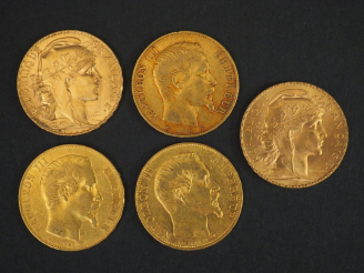 Vente aux enchères 10 pièces de 20 Francs or Frais de vente : 5 % TTC