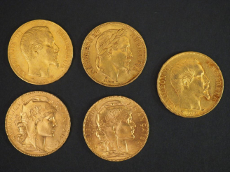 Vente aux enchères 10 pièces de 20 Francs or Frais de vente : 5 % TTC