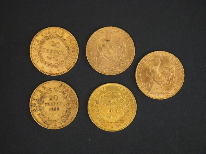 11 pièces de 20 Francs or Frais de vente : 5 % TTC