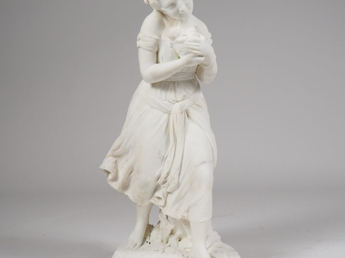 METELLO MOTELLI. "Marchande d'amours".  Sculpture en marbre de Carrare