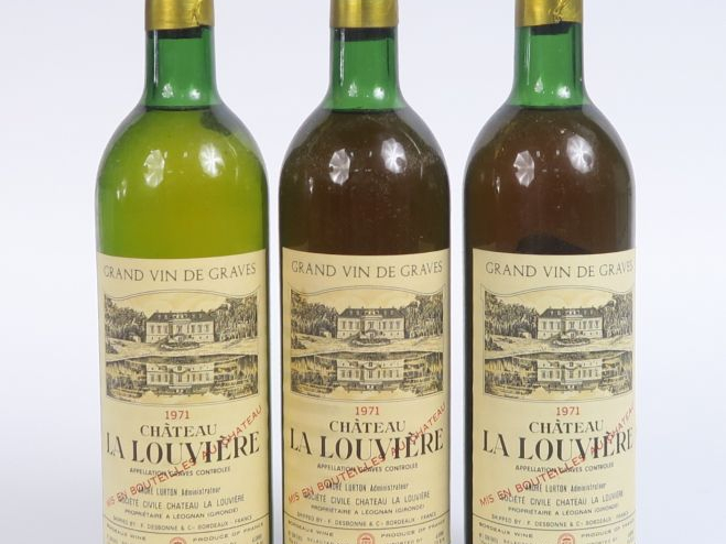 3 BOUTEILLES CHÂTEAU LA LOUVIERE BLANC GRAVES - 1971 - LB 