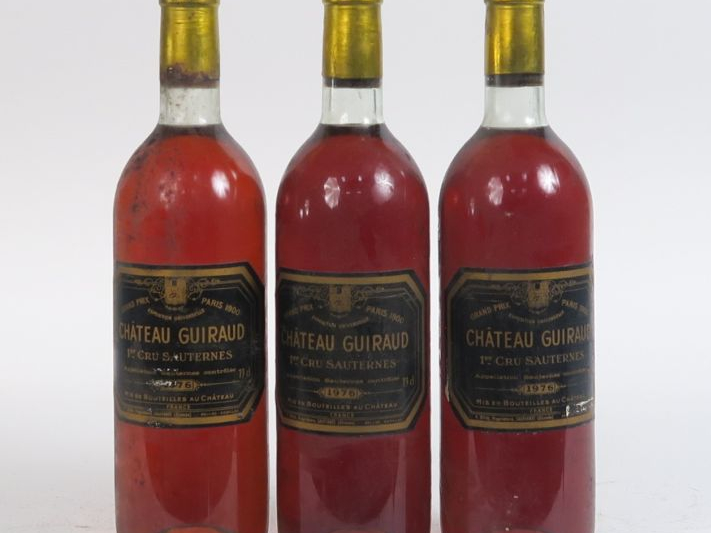 3 BOUTEILLES CHÂTEAU GUIRAUD 1er CC SAUTERNES - 1976 - BG