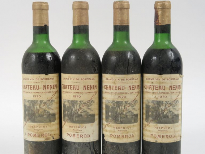 4 BOUTEILLES CHÂTEAU NENIN POMEROL - 1970 - 2 HEP/2 MEP/3 ELT