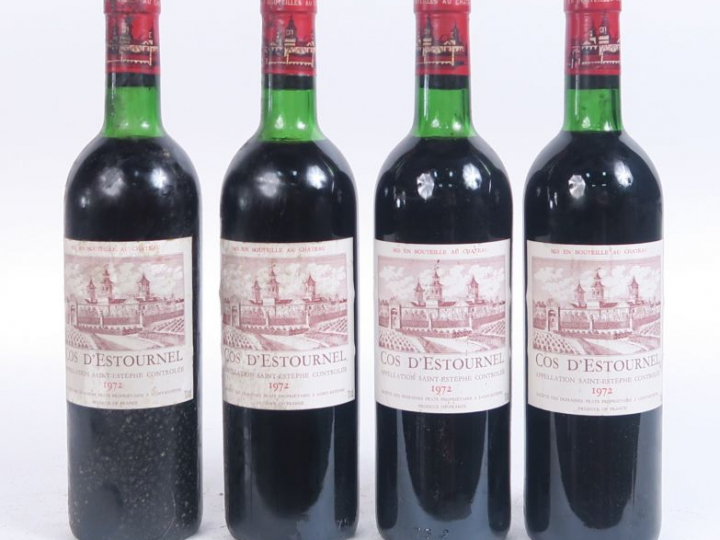 4 BOUTEILLES CHÂTEAU COS D'ESTOURNEL GCC ST ESTEPHE - 1972 - 1 BG/2 LB