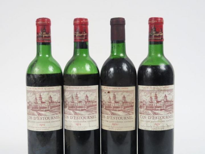 4 BOUTEILLES CHÂTEAU COS D'ESTOURNEL GCC ST ESTEPHE - 1972 - 1 LB/1 ME