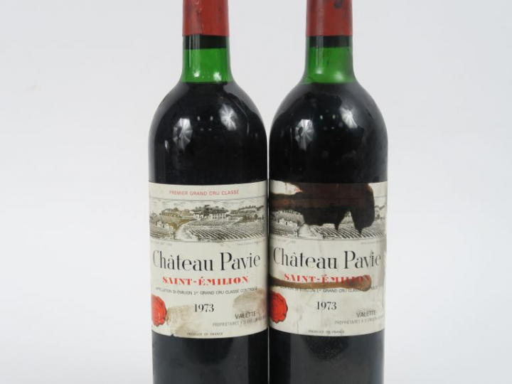 2 BOUTEILLES CHÂTEAU PAVIE 1er GCC ST EMILION - 1973 - LB/1 ET