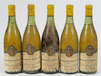 Vente aux enchères 5 BOUTEILLES MEURSAULT GENEVRIÈRES MICHELOT BUISSON - 1973 - 2 à 3 CM/