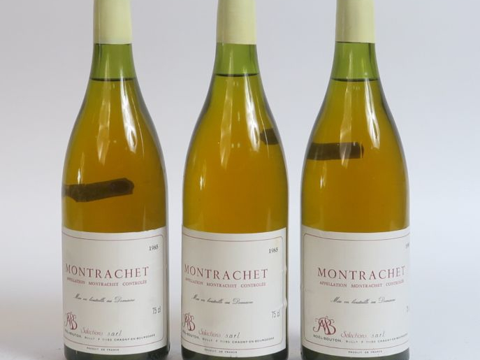 3 BOUTEILLES MONTRACHET NOEL BOUTON - 1985 - 2,5 CM 