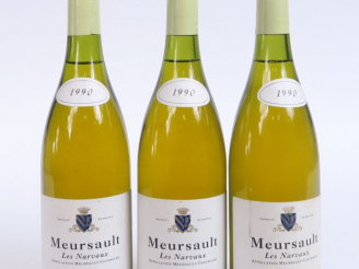 Vente aux enchères 3 BOUTEILLES MEURSAULT 'LES NARVAUX' P. BOUZEREAU EMONIN - 1990 - 2,5 