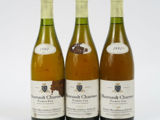 Vente aux enchères 3 BOUTEILLES MEURSAULT CHARMES 1er CRU P. BOUZEREAU EMONIN - 1990 - 1,