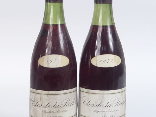 2 BOUTEILLES CLOS DE LA ROCHE GC J.P. BLOUD - 1974 - 3 CM