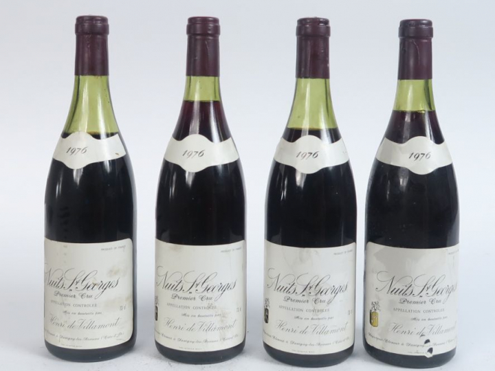 4 BOUTEILLES NUITS ST GEORGES 1er CRU HENRI DE VILLAMONT - 1976 - 1 à 