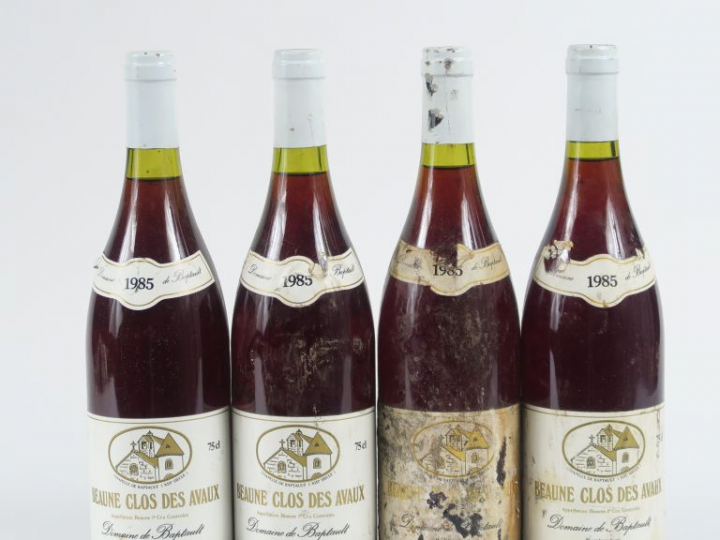4 BOUTEILLES BEAUNE 'CLOS DES AVAUX' DOMAINE DE BAPTAULT - 1985 - 1 ET