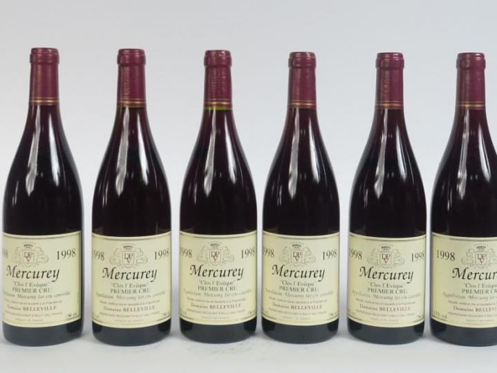 6 BOUTEILLE MERCUREY 1er CRU 'CLOS L'EVEQUE' DOMAINE BELLEVILLE - 1998