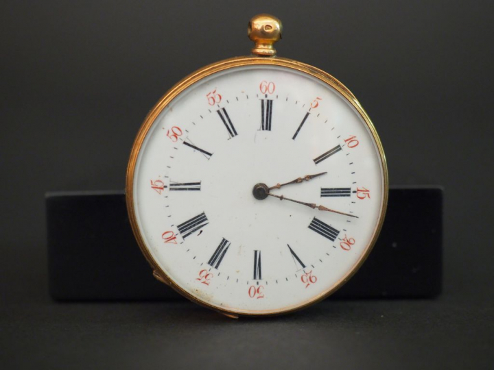 Montre de gousset en or, cuvette métal. poids tel : 51,48 g