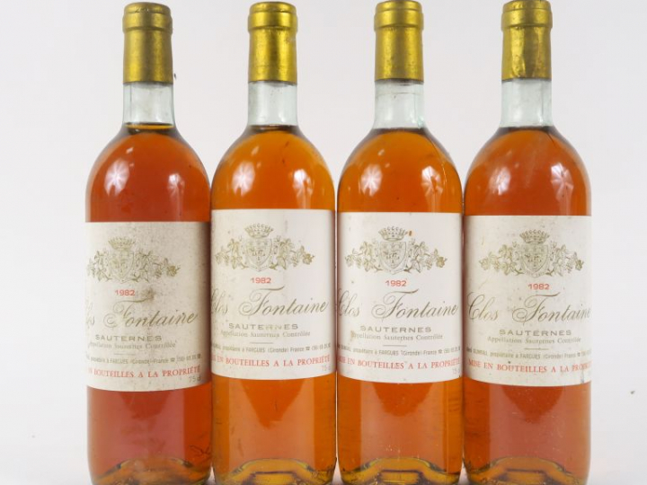 4 BOUTEILLES CLOS FONTAINE SAUTERNES - 1982 - BG