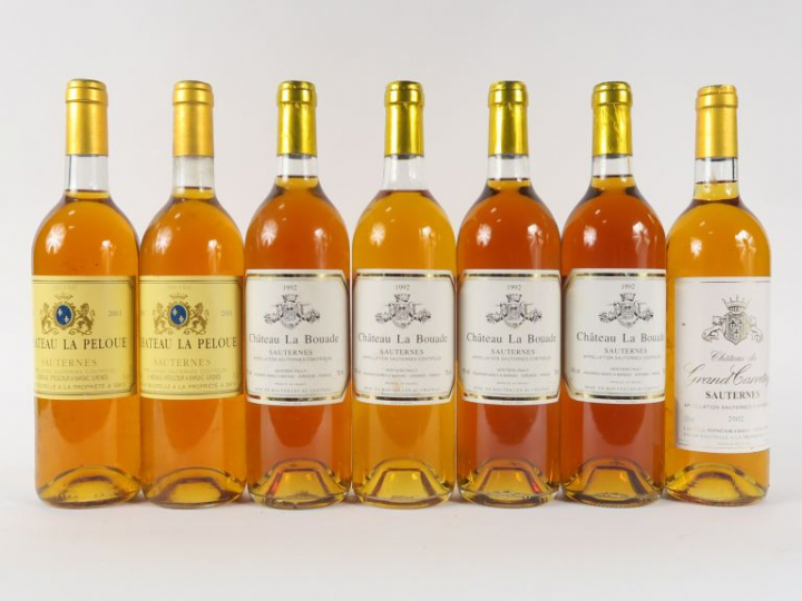 7 BOUTEILLES SAUTERNES : 2 CHÂTEAU LA PELOUE 2001 - 4 CHÂTEAU LA BOADE
