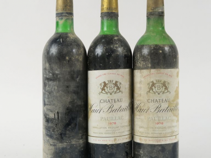 3 BOUTEILLES CHÂTEAU HAUT BATAILLEY GCC PAUILLAC - 1978 - 1 BG/1 HEP/1